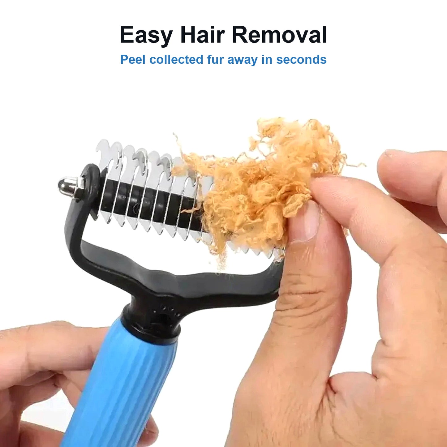 Fur removed from pet grooming comb