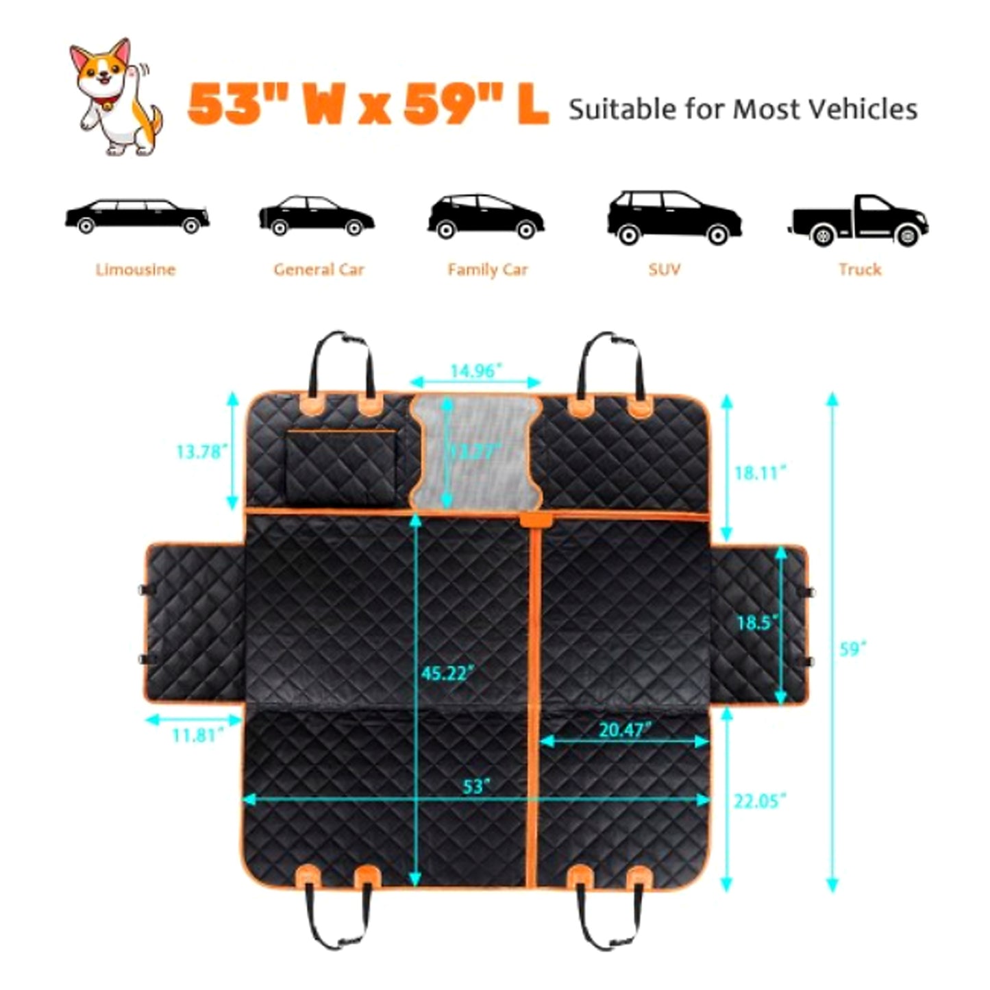 Margaret's PawGuard 4-in-1 Waterproof Dog Car Seat Cover